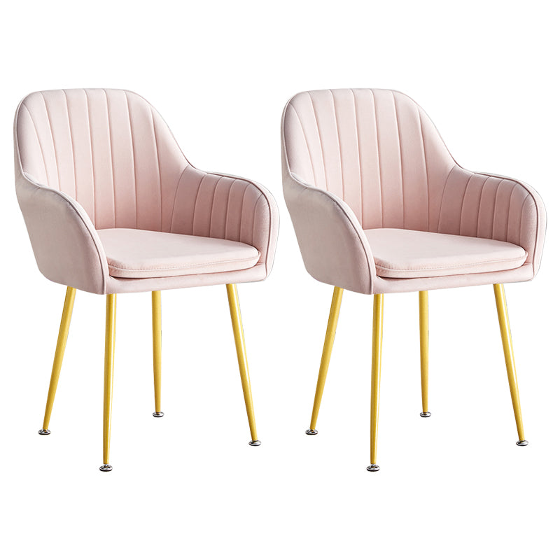 Scandinavian Dining Arm Chair Solid Back Side Chair with Metal Legs for Home Use