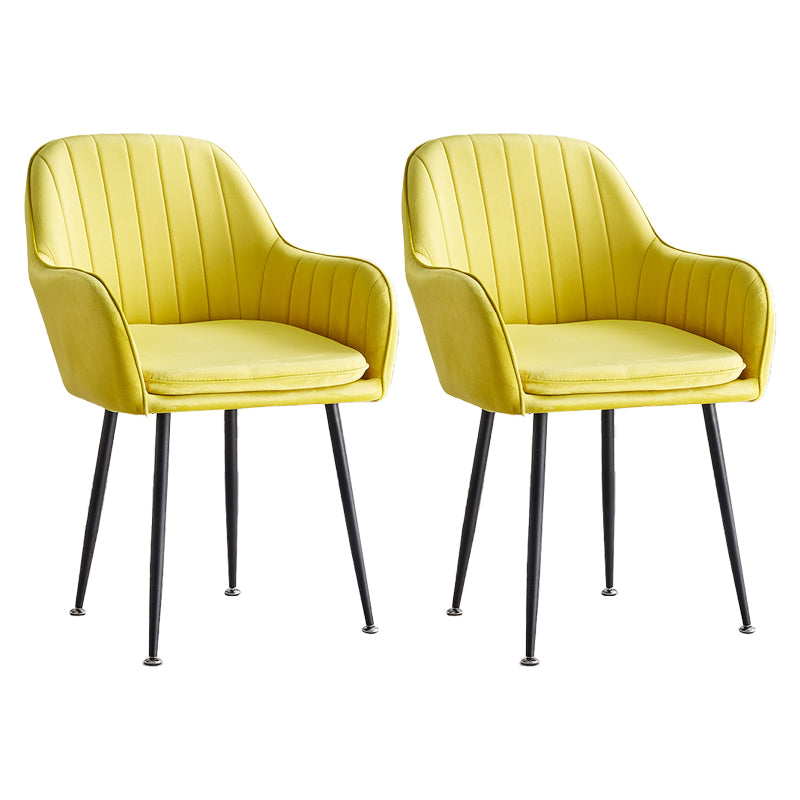 Scandinavian Dining Arm Chair Solid Back Side Chair with Metal Legs for Home Use