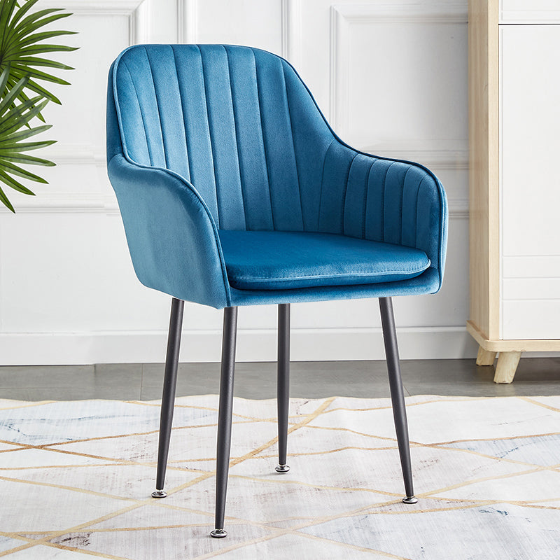 Scandinavian Dining Arm Chair Solid Back Side Chair with Metal Legs for Home Use