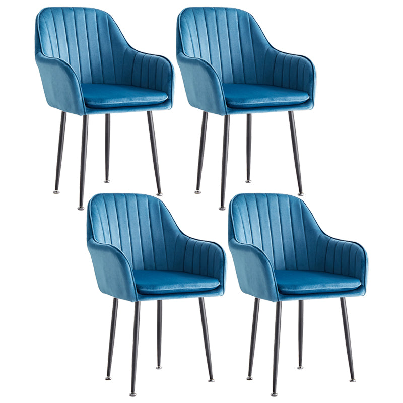 Scandinavian Dining Arm Chair Solid Back Side Chair with Metal Legs for Home Use