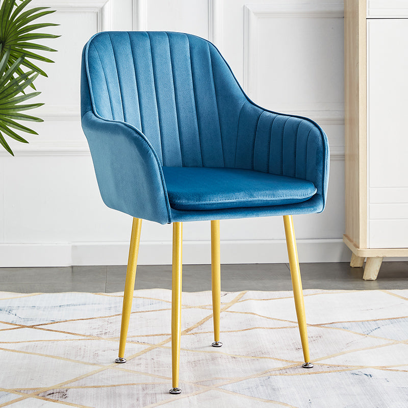 Scandinavian Dining Arm Chair Solid Back Side Chair with Metal Legs for Home Use