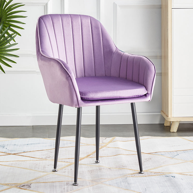 Scandinavian Dining Arm Chair Solid Back Side Chair with Metal Legs for Home Use