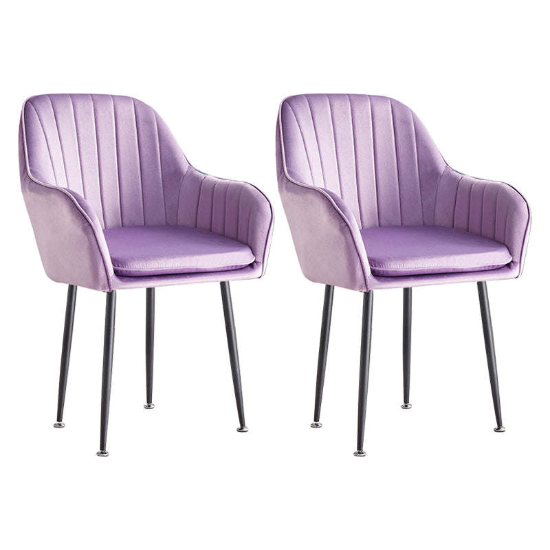 Scandinavian Dining Arm Chair Solid Back Side Chair with Metal Legs for Home Use