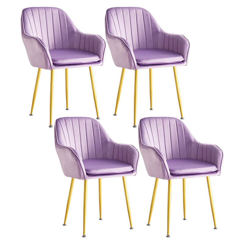 Scandinavian Dining Arm Chair Solid Back Side Chair with Metal Legs for Home Use