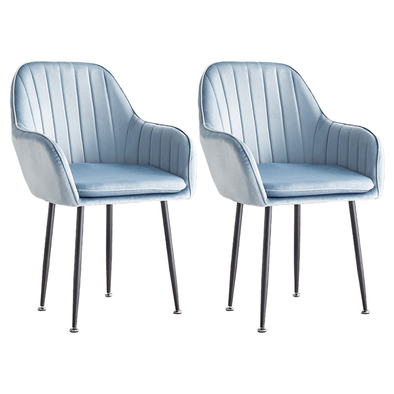 Scandinavian Dining Arm Chair Solid Back Side Chair with Metal Legs for Home Use