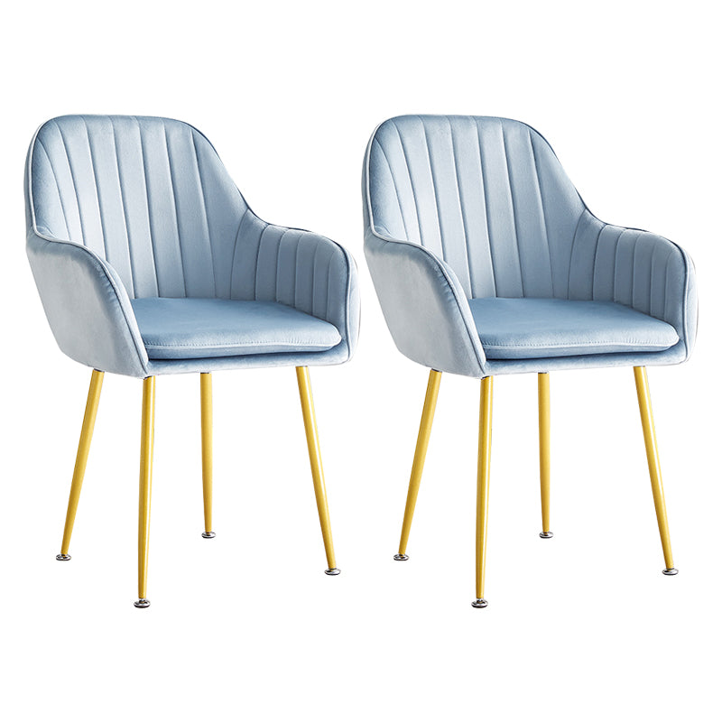 Scandinavian Dining Arm Chair Solid Back Side Chair with Metal Legs for Home Use