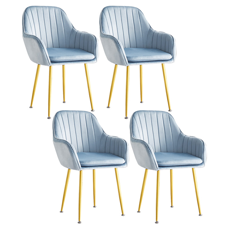 Scandinavian Dining Arm Chair Solid Back Side Chair with Metal Legs for Home Use