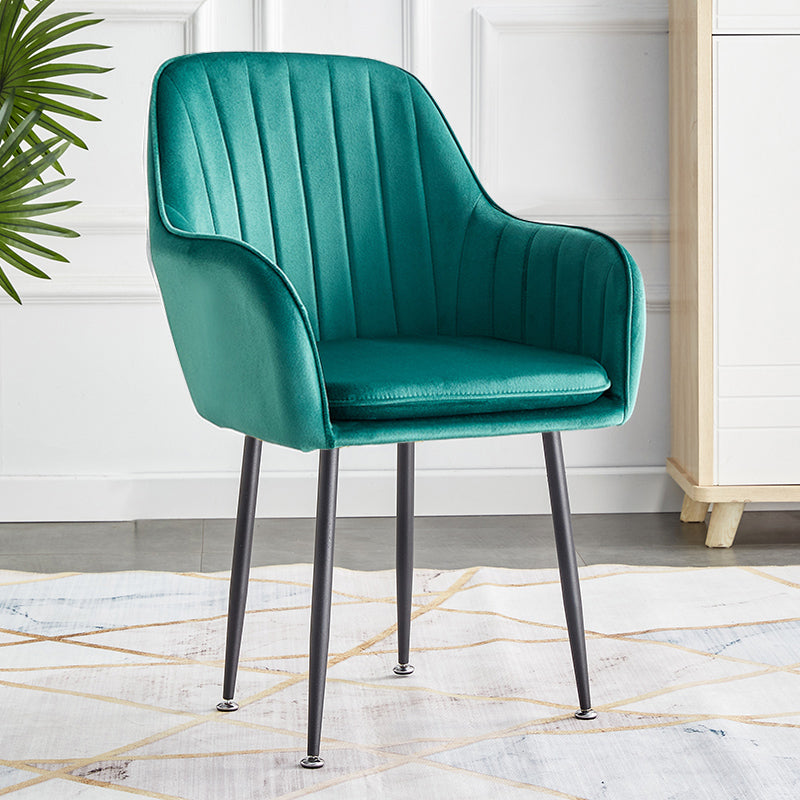 Scandinavian Dining Arm Chair Solid Back Side Chair with Metal Legs for Home Use