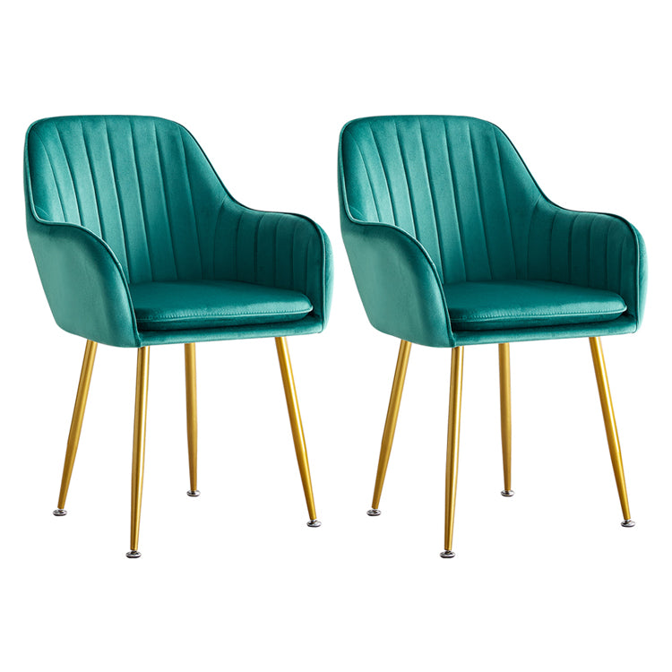 Scandinavian Dining Arm Chair Solid Back Side Chair with Metal Legs for Home Use