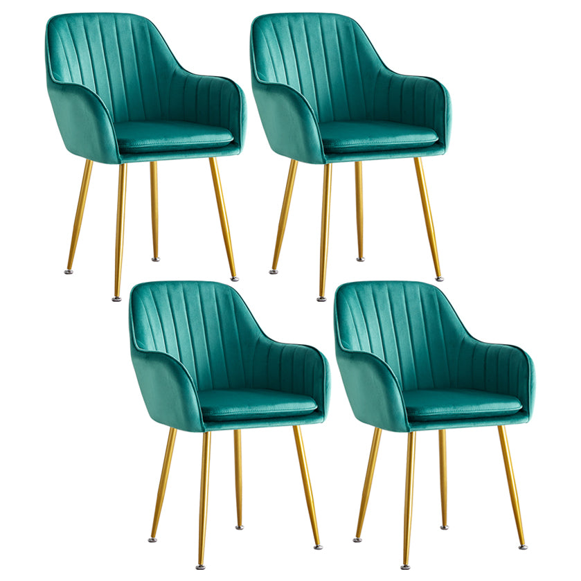 Scandinavian Dining Arm Chair Solid Back Side Chair with Metal Legs for Home Use