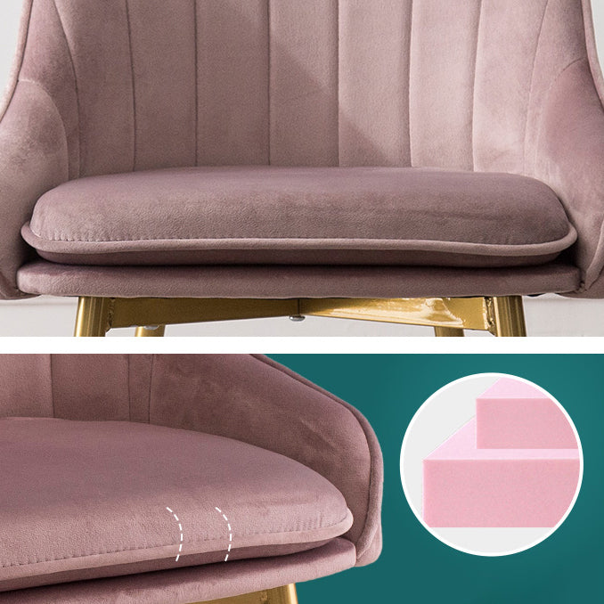 Dining Room Side Chair Glam Style Parsons Armless Chair with Golden Legs