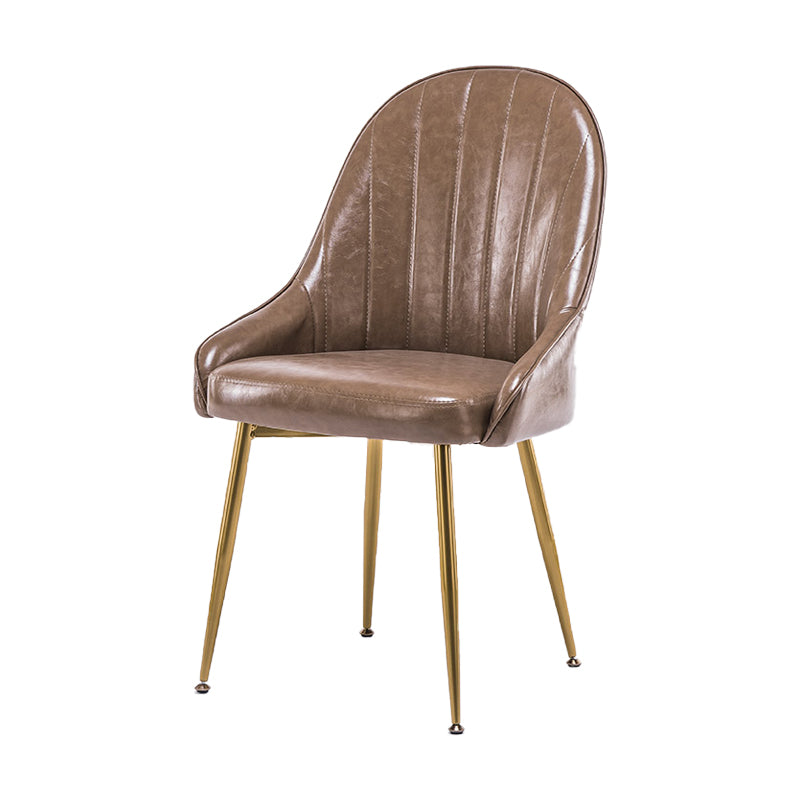 Dining Room Side Chair Glam Style Parsons Armless Chair with Golden Legs