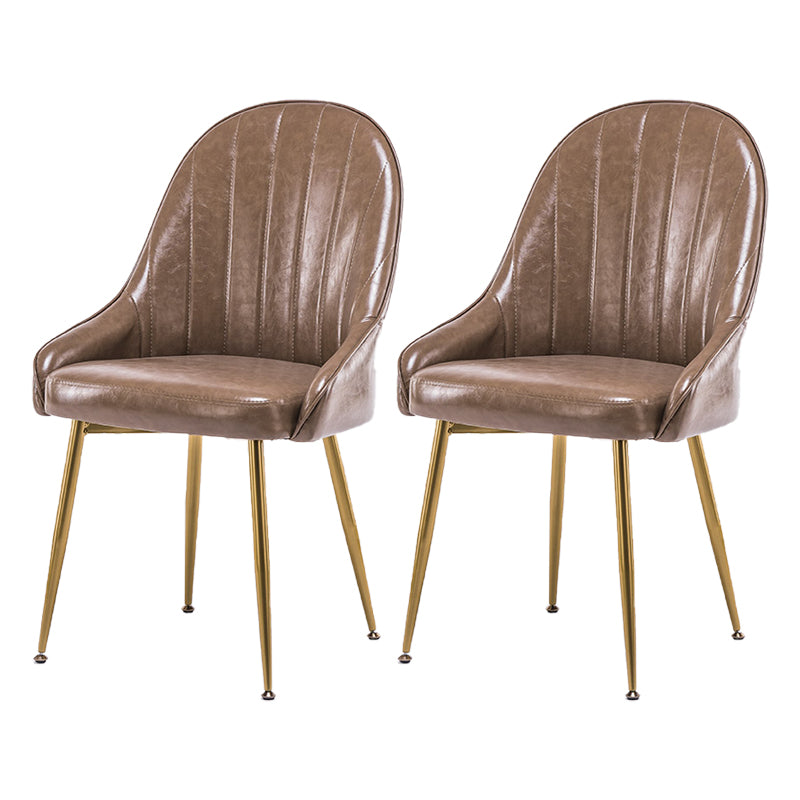 Dining Room Side Chair Glam Style Parsons Armless Chair with Golden Legs