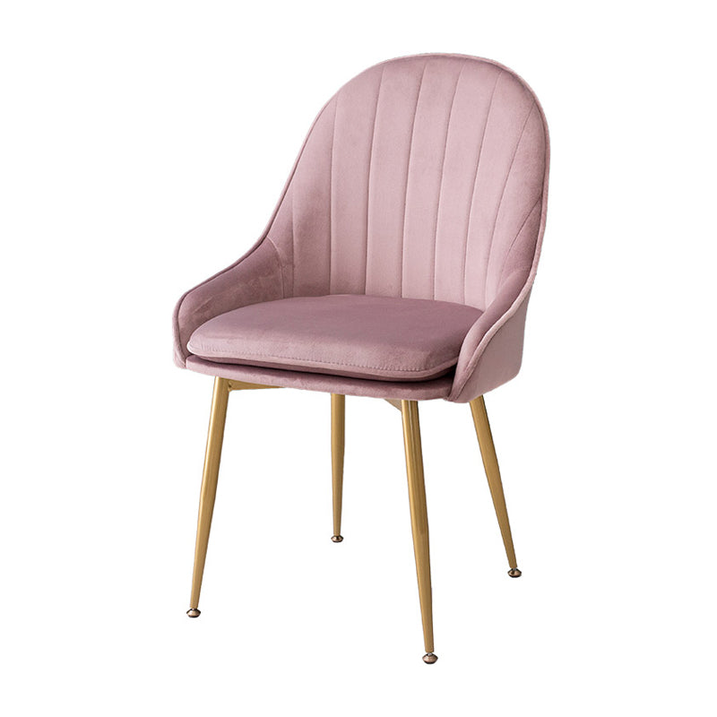Dining Room Side Chair Glam Style Parsons Armless Chair with Golden Legs