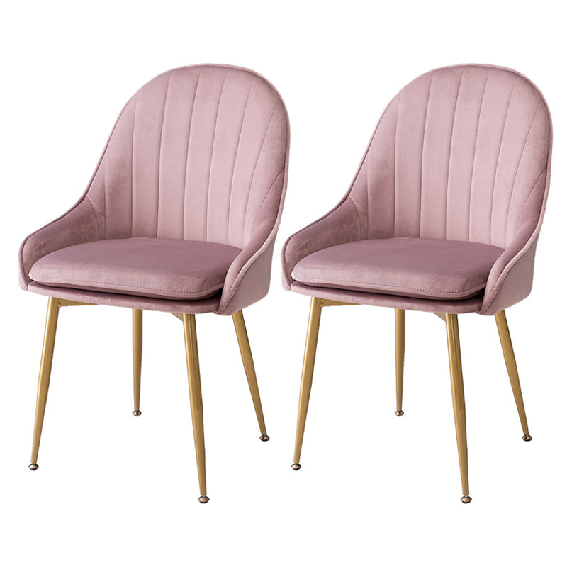 Dining Room Side Chair Glam Style Parsons Armless Chair with Golden Legs