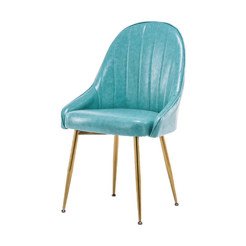 Dining Room Side Chair Glam Style Parsons Armless Chair with Golden Legs