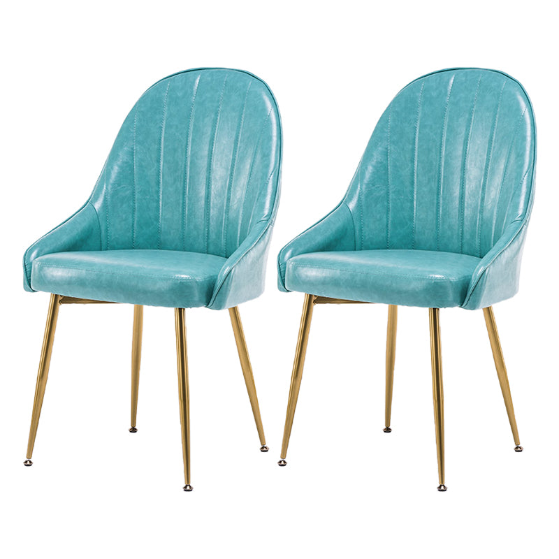 Dining Room Side Chair Glam Style Parsons Armless Chair with Golden Legs