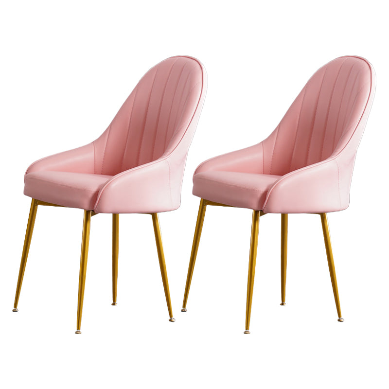 Dining Room Side Chair Glam Style Parsons Armless Chair with Golden Legs