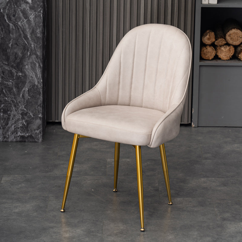 Dining Room Side Chair Glam Style Parsons Armless Chair with Golden Legs