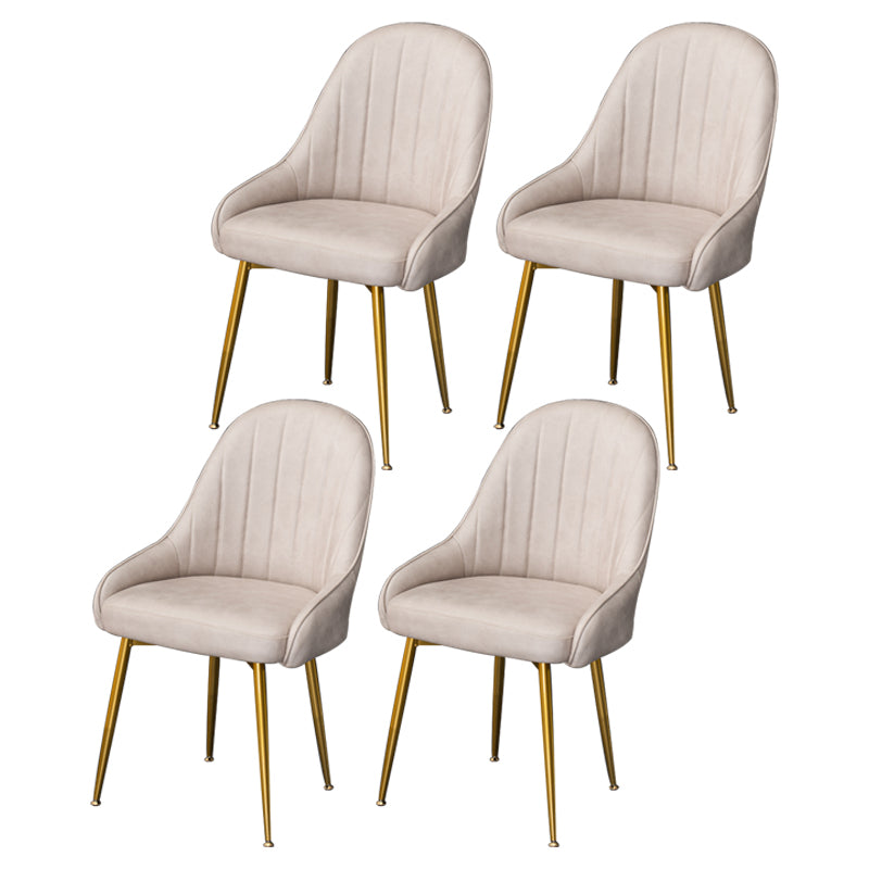 Dining Room Side Chair Glam Style Parsons Armless Chair with Golden Legs