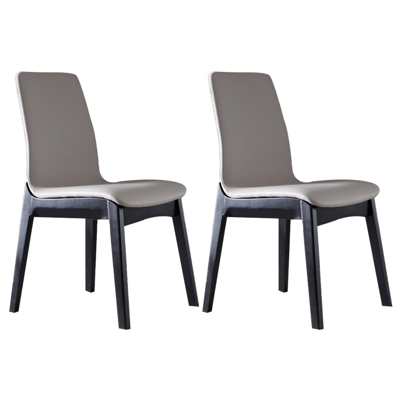Contemporary Home Side Chair Solid Back Upholstered Wood Dining Room Chair