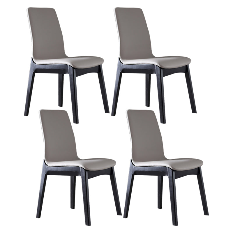 Contemporary Home Side Chair Solid Back Upholstered Wood Dining Room Chair