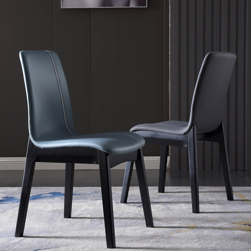 Contemporary Home Side Chair Solid Back Upholstered Wood Dining Room Chair