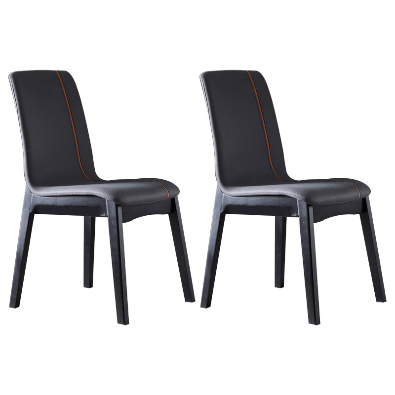 Contemporary Home Side Chair Solid Back Upholstered Wood Dining Room Chair