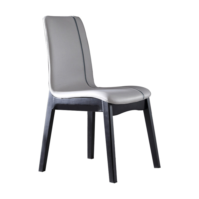 Contemporary Home Side Chair Solid Back Upholstered Wood Dining Room Chair