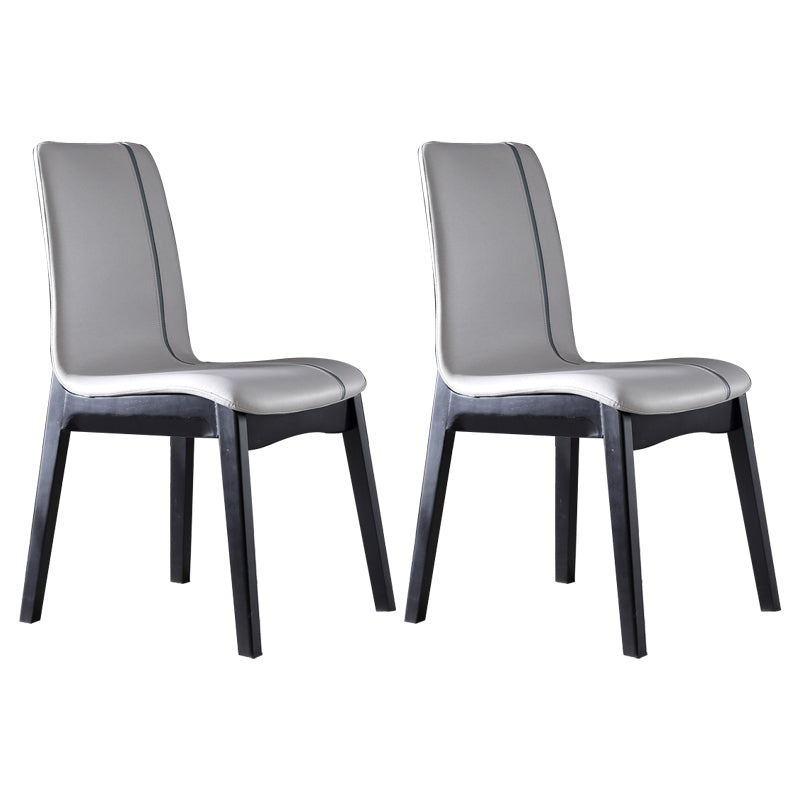 Contemporary Home Side Chair Solid Back Upholstered Wood Dining Room Chair