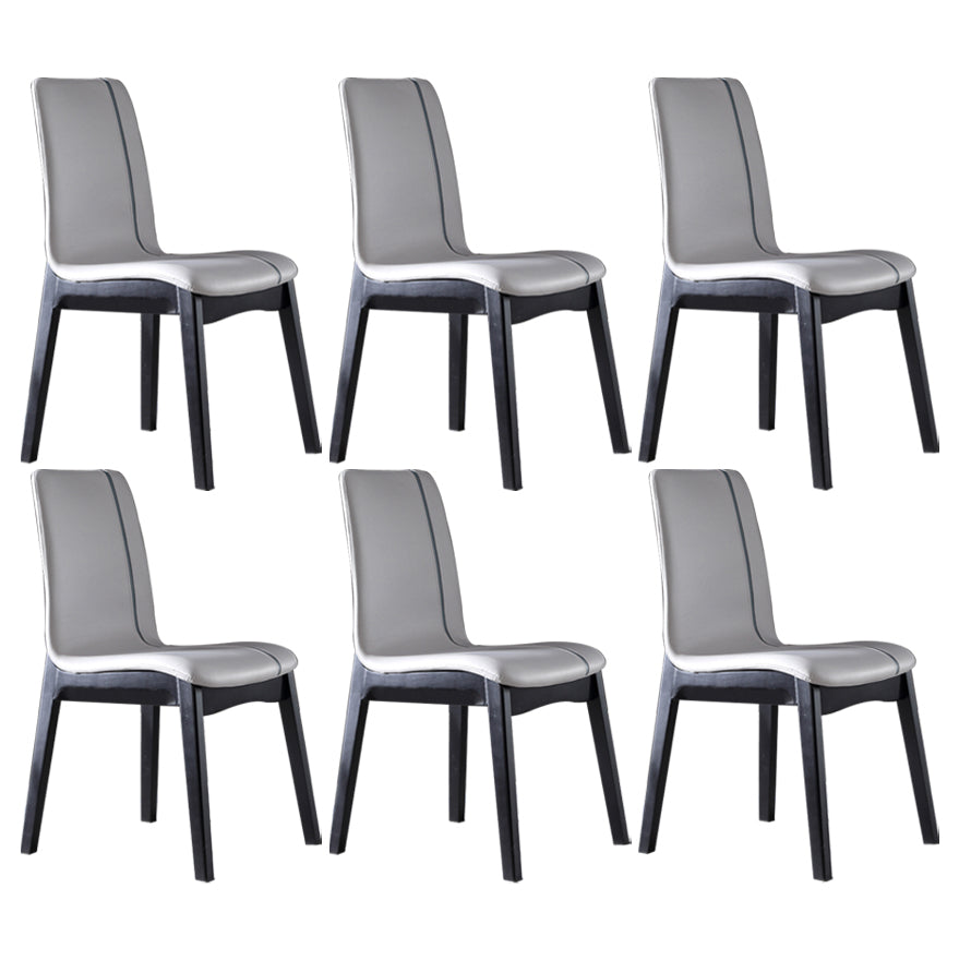 Contemporary Home Side Chair Solid Back Upholstered Wood Dining Room Chair