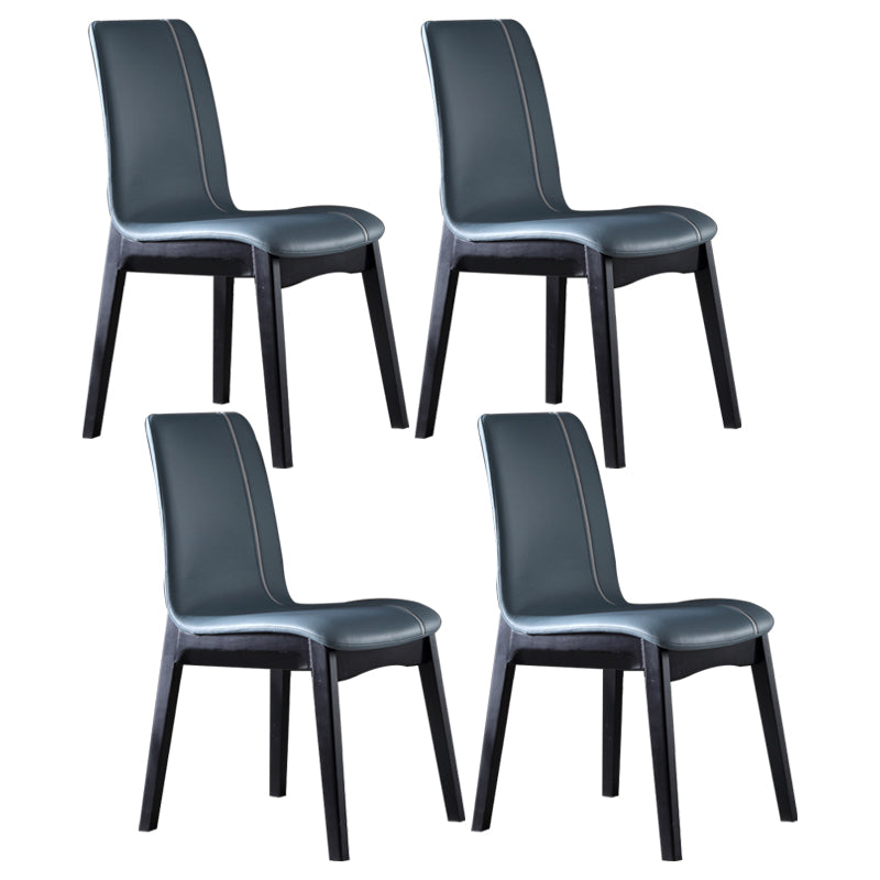 Contemporary Home Side Chair Solid Back Upholstered Wood Dining Room Chair