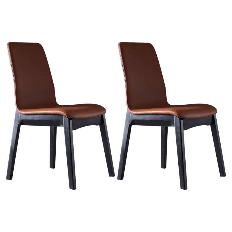 Contemporary Home Side Chair Solid Back Upholstered Wood Dining Room Chair