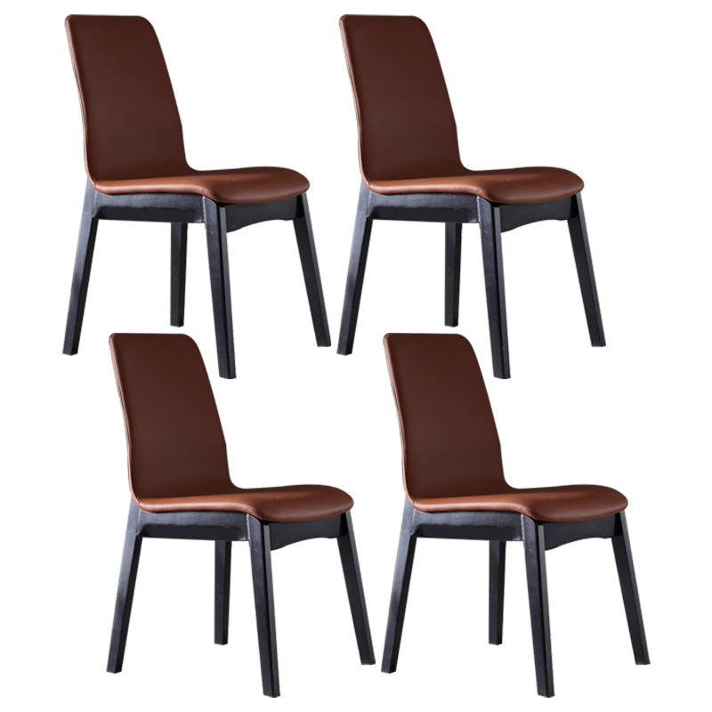 Contemporary Home Side Chair Solid Back Upholstered Wood Dining Room Chair
