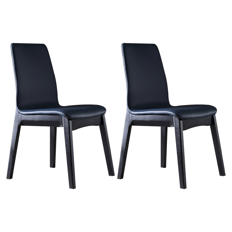Contemporary Home Side Chair Solid Back Upholstered Wood Dining Room Chair