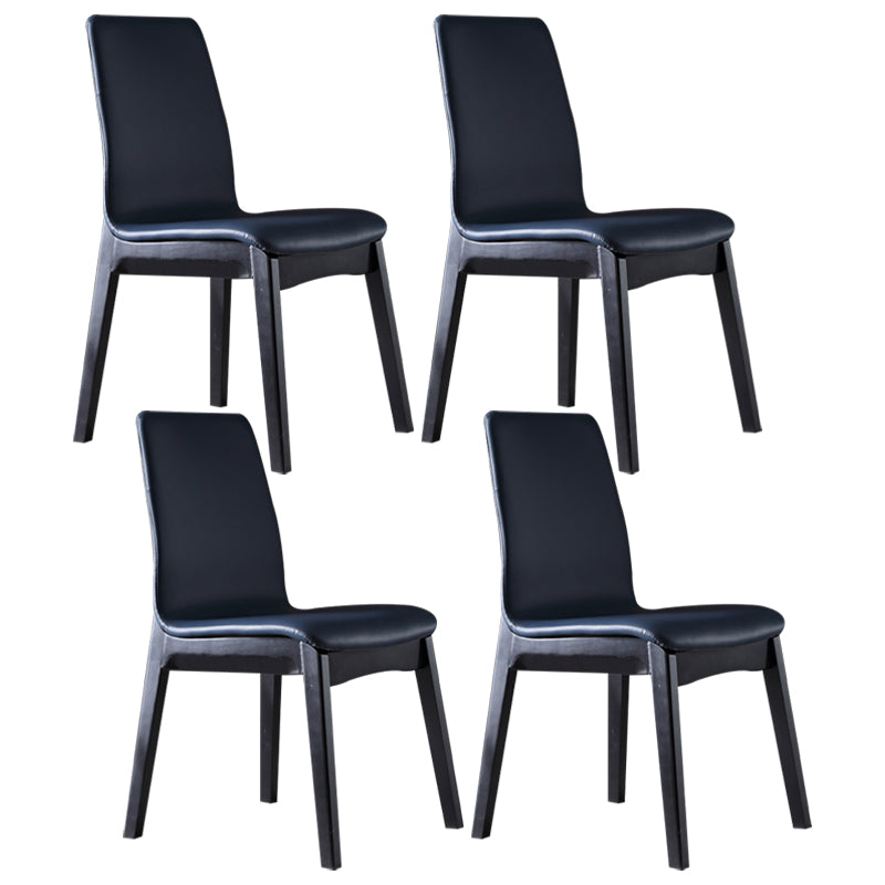 Contemporary Home Side Chair Solid Back Upholstered Wood Dining Room Chair