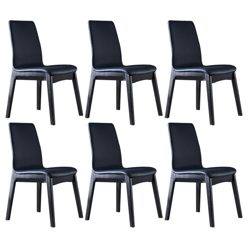 Contemporary Home Side Chair Solid Back Upholstered Wood Dining Room Chair