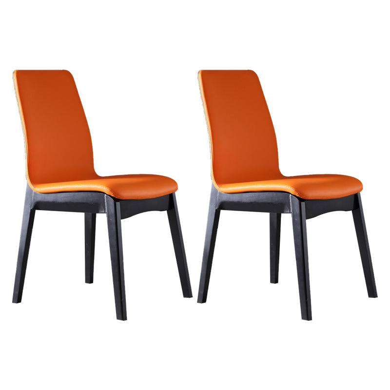 Contemporary Home Side Chair Solid Back Upholstered Wood Dining Room Chair