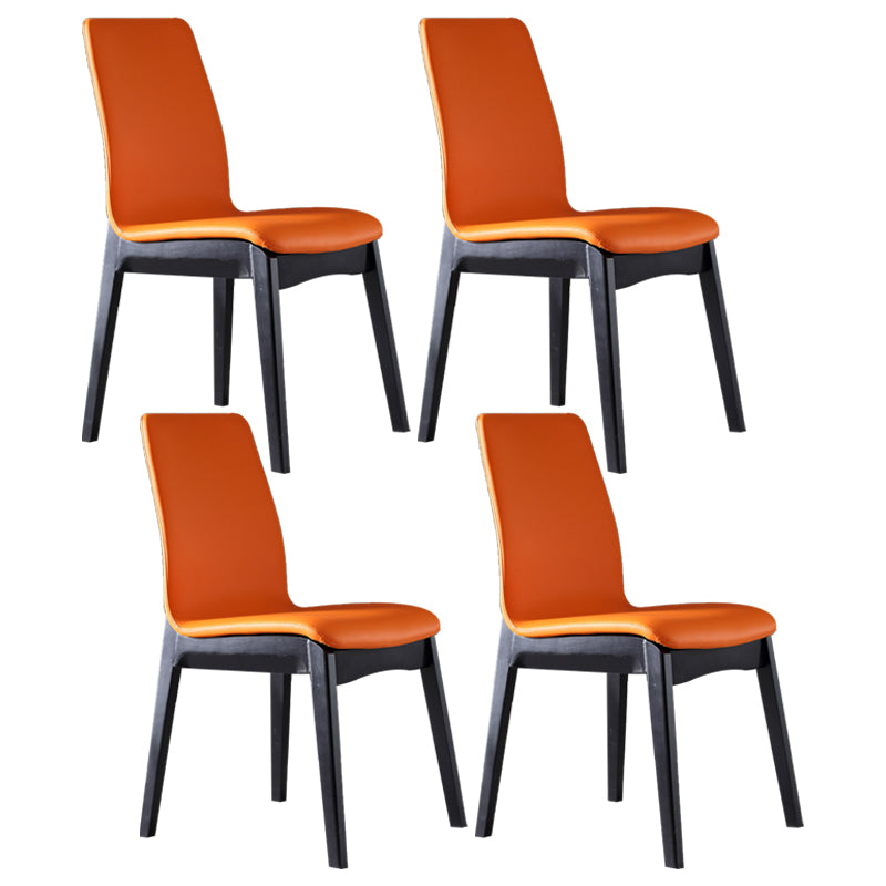 Contemporary Home Side Chair Solid Back Upholstered Wood Dining Room Chair