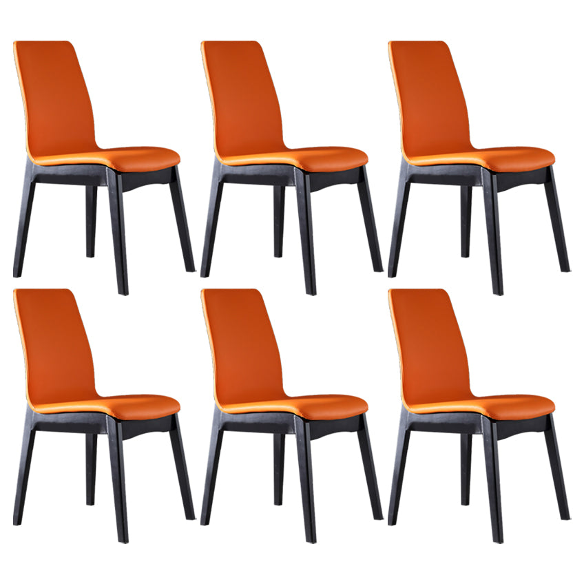 Contemporary Home Side Chair Solid Back Upholstered Wood Dining Room Chair