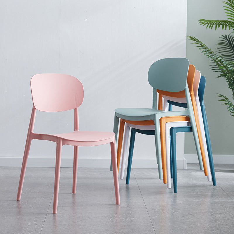 Glam Style Plastic Side Chair Matte Finish Open Back Dining Chair for Home