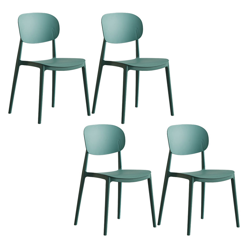Glam Style Plastic Side Chair Matte Finish Open Back Dining Chair for Home