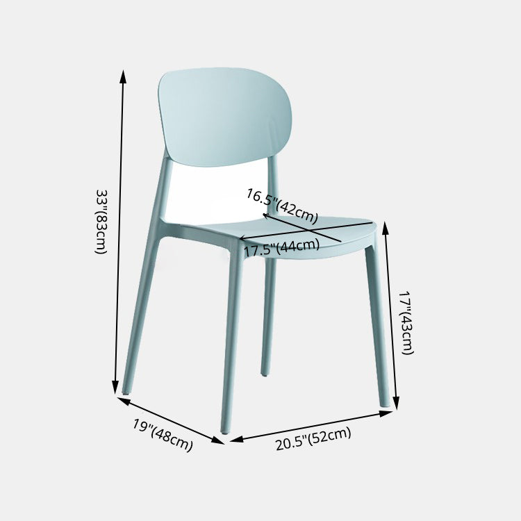 Glam Style Plastic Side Chair Matte Finish Open Back Dining Chair for Home