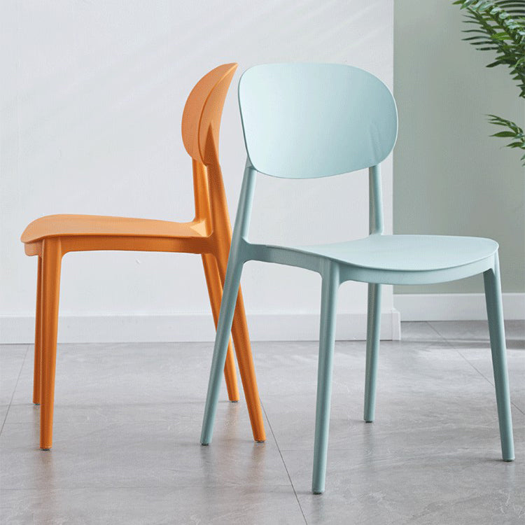 Glam Style Plastic Side Chair Matte Finish Open Back Dining Chair for Home