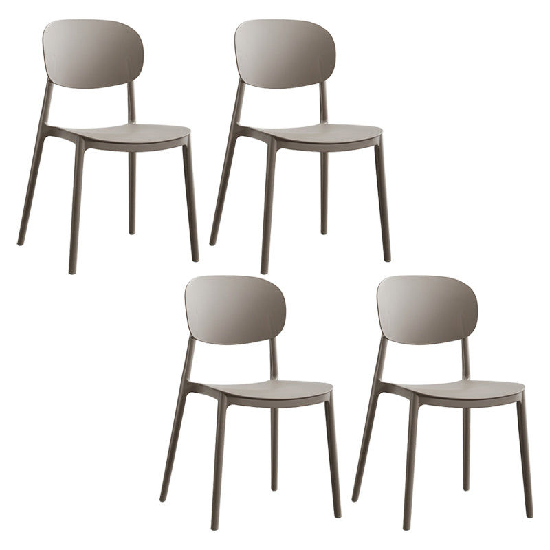Glam Style Plastic Side Chair Matte Finish Open Back Dining Chair for Home