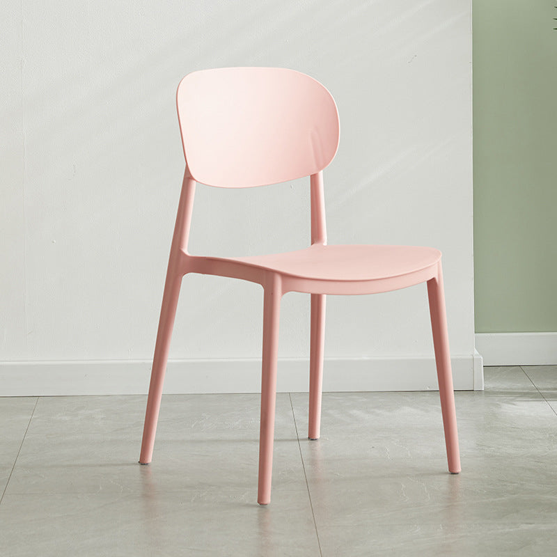 Glam Style Plastic Side Chair Matte Finish Open Back Dining Chair for Home