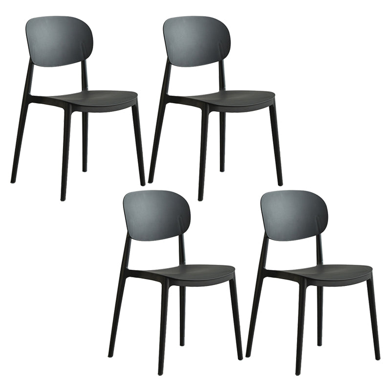 Glam Style Plastic Side Chair Matte Finish Open Back Dining Chair for Home