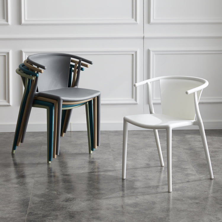 Multicolor Plastic Dining Armchair Contemporary Style  Chair for Dining Room