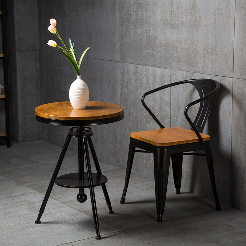 Industrial Dining Arm Chair Slat Back Side Chair with 4 Metal Legs for Home