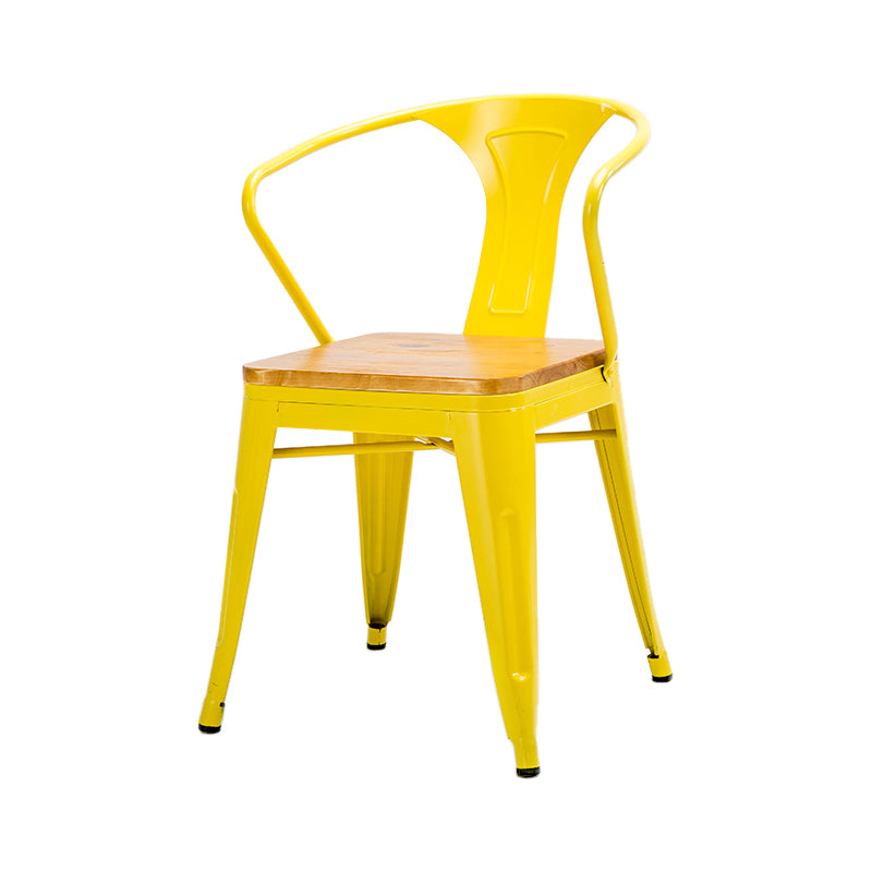 Chaise de salle à manger industrielle, chaise latérale à dossier à lattes avec 4 pieds en métal pour la maison